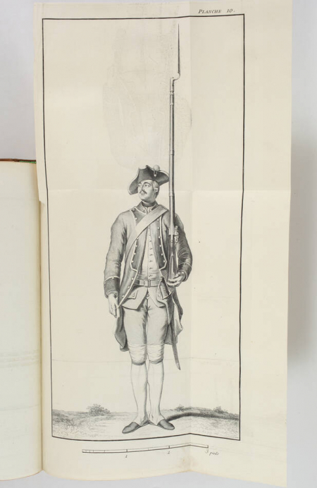 . Ordonnance du Roi pour régler l'exercice de l'infanterie. Du 1er janvier 1766 [suivi de 12] Planches gravées d'après plusieurs positions dans lesquelles doivent se trouver les soldats, conformément à l'ordonnance du Roi de l'exercice de l'infanterie. Du 1er janvier 1766 [suivi de 37 planches de manoeuvres], livre ancien du XVIIIe siècle