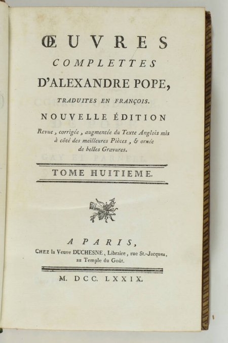 POPE - Oeuvres complètes - 1779 - 8 volumes - Ex-libris Pourrat à Ambert - Photo 9, livre ancien du XVIIIe siècle