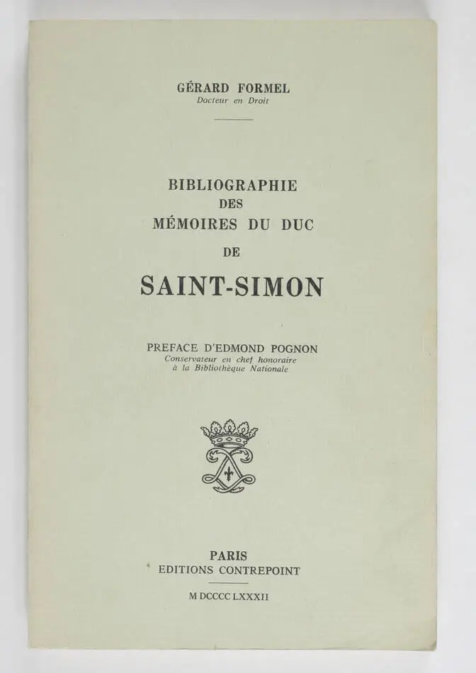 FORMEL - Bibliographie des Mémoires du Duc de Saint-Simon - 1982 - Photo 0, livre rare du XXe siècle