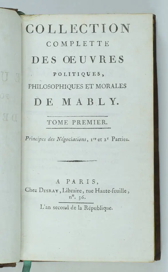 MABLY - Oeuvres politiques, philosophiques et morales Desray, An II - 11 volumes - Photo 1, livre ancien du XVIIIe siècle