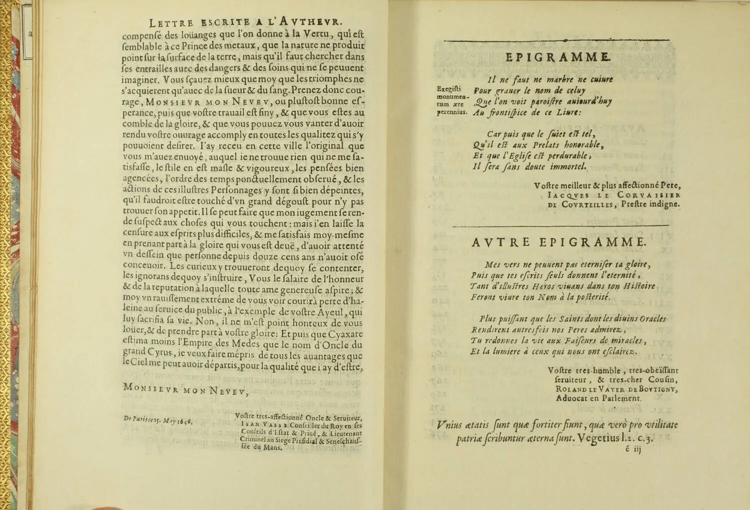 [Maine] LE CORVAISIER - Histoire des évesques du Mans - 1648 - Photo 2, livre ancien du XVIIe siècle