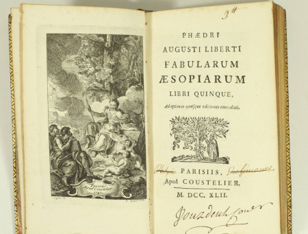 ESOPE, PHEDRE, AVIANUS. Phaedri Augusti Liberti fabularum Aesopiarum libri quinque, ad optimas quasque editiones emendati [Suivi de la seconde partie avec pour titre :] Flavii Aviani Fabularum Aesopiarum liber unicus, livre ancien du XVIIIe siècle