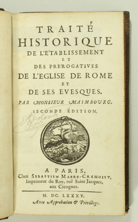 MAIMBOURG - Etablissement et prérogatives de l'église de Rome - 1685 - Photo 0, livre ancien du XVIIe siècle