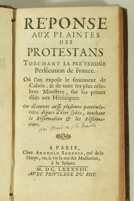 [Protestantisme] SAINTE-MARTHE Réponse aux plaintes des protestants - 1688 - Photo 1, livre ancien du XVIIe siècle