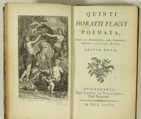 HORACE. Quinti Horatii Flacci Poëmata, Scholiis sive Annotationibus, instar Commentarii, illustrata à Joanne Bond. Editio nova., livre ancien du XVIIIe siècle