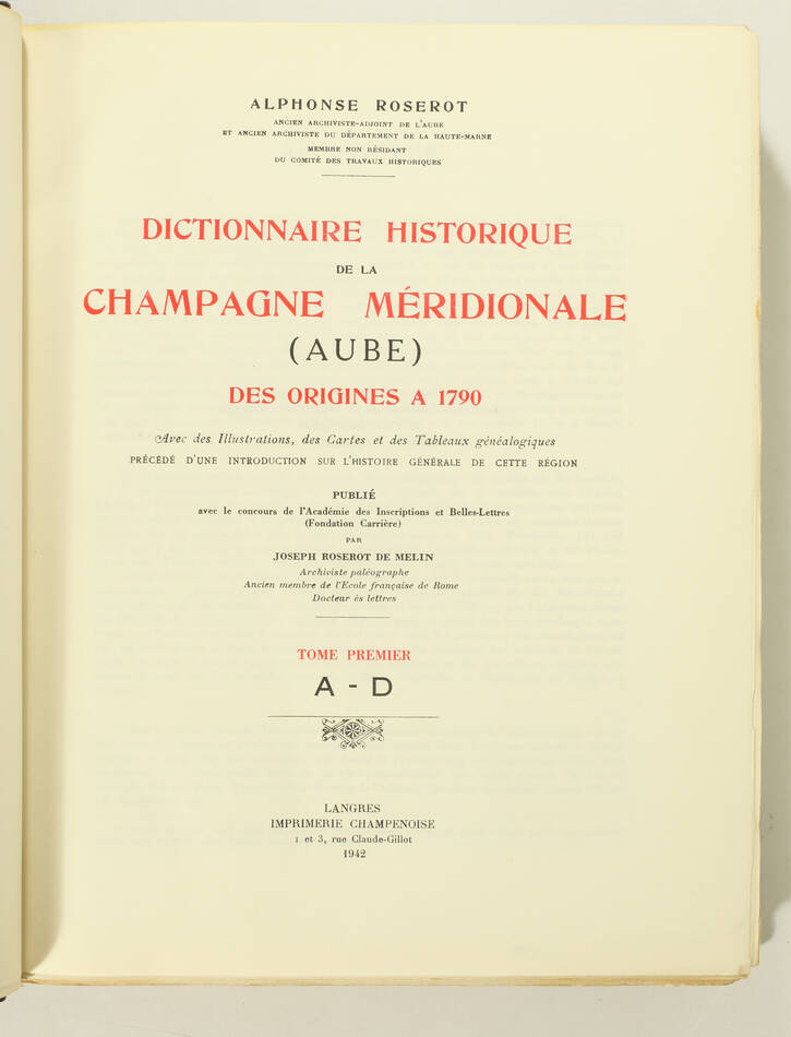ROSEROT - Dictionnaire de la Champagne méridionale 4 vol + Plan de troyes 1 vol - Photo 4, livre rare du XXe siècle