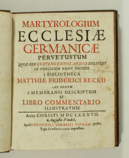 BECK - Martyrologium ecclesiae Germanicae - 1687 - Photo 1, livre ancien du XVIIe siècle