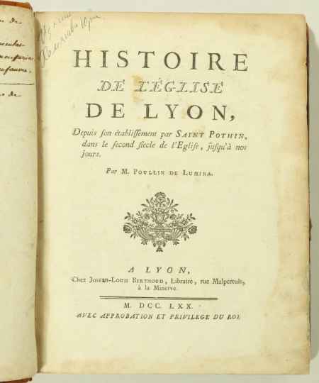 POULLIN de LUMINA - Histoire de l église de Lyon - 1770 - Photo 2, livre ancien du XVIIIe siècle