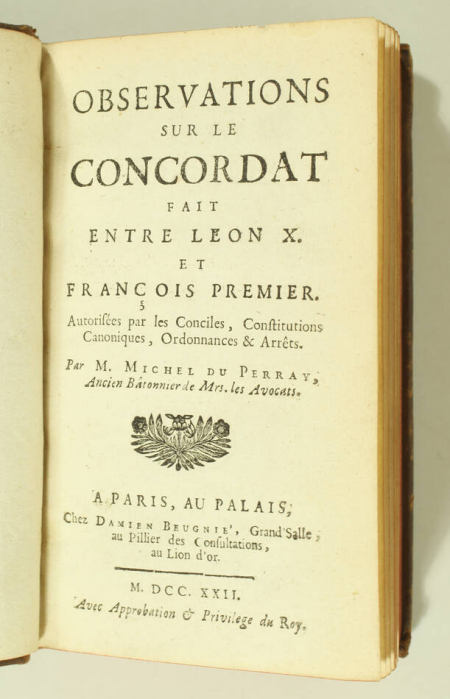 PERRAY - Observations sur le concordat fait entre Léon X et François Ier - 1722 - Photo 1, livre ancien du XVIIIe siècle