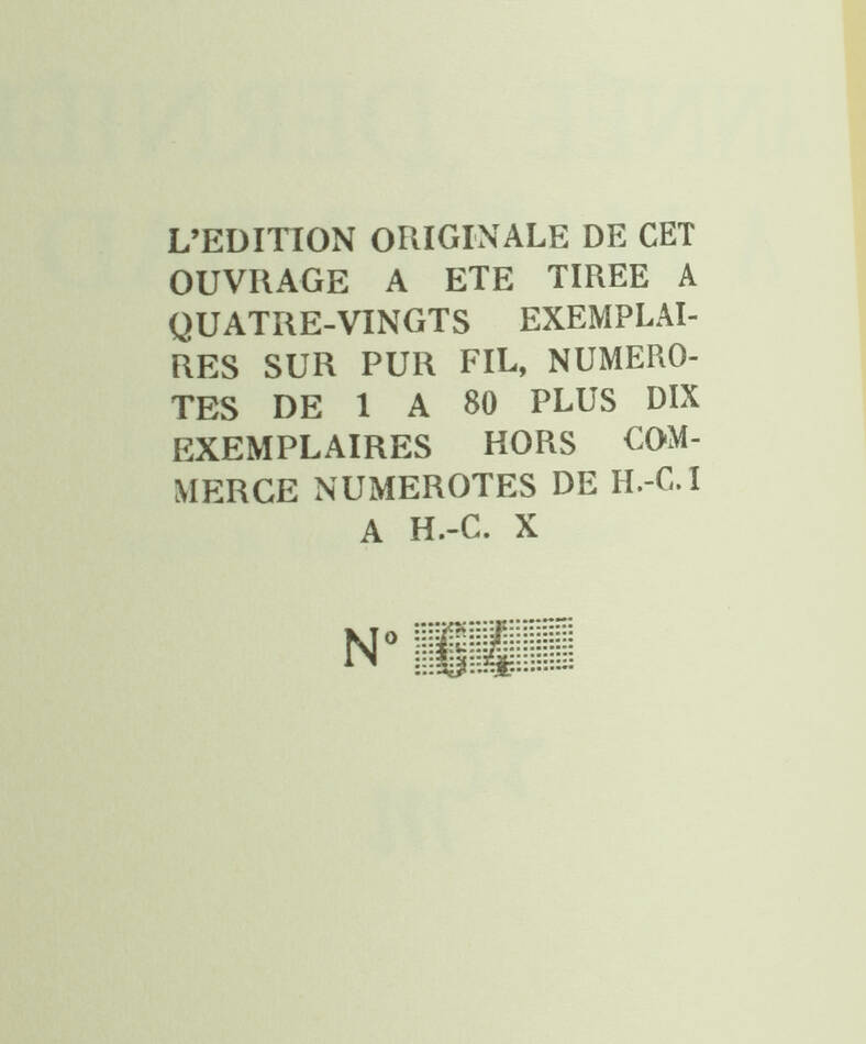 ROBBE-GRILLET - L année dernière à Marienbad - 1961 - EO  - 1/90 pur fil - Photo 0, livre rare du XXe siècle