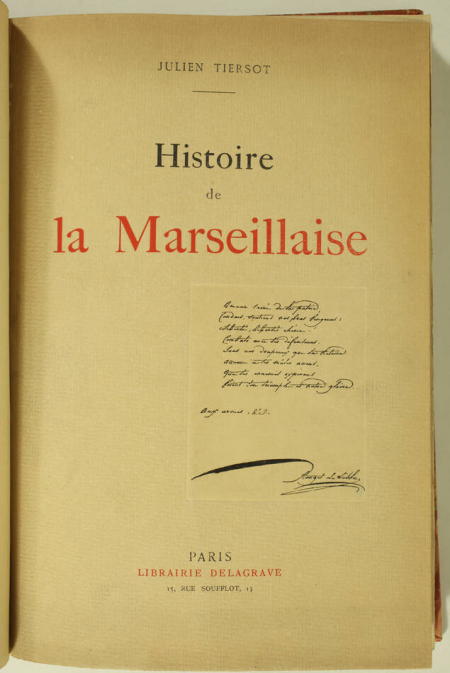 TIERSOT - Histoire de la Marseillaise - 1915 - Relié - Photo 2, livre rare du XXe siècle