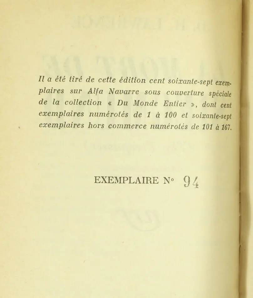 D. H. LAWRENCE - La mort de Siegmund - 1934 - EOF - 1/167 Alfa Navarre - Photo 0, livre rare du XXe siècle