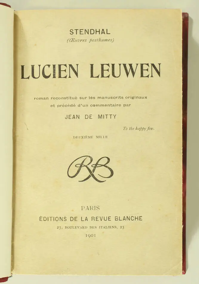 STENDHAL - Lucien Leuwen - Revue Blanche, 1901 - Photo 1, livre rare du XXe siècle