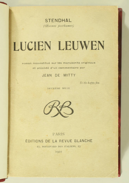 STENDHAL - Lucien Leuwen - Revue Blanche, 1901 - Photo 1, livre rare du XXe siècle