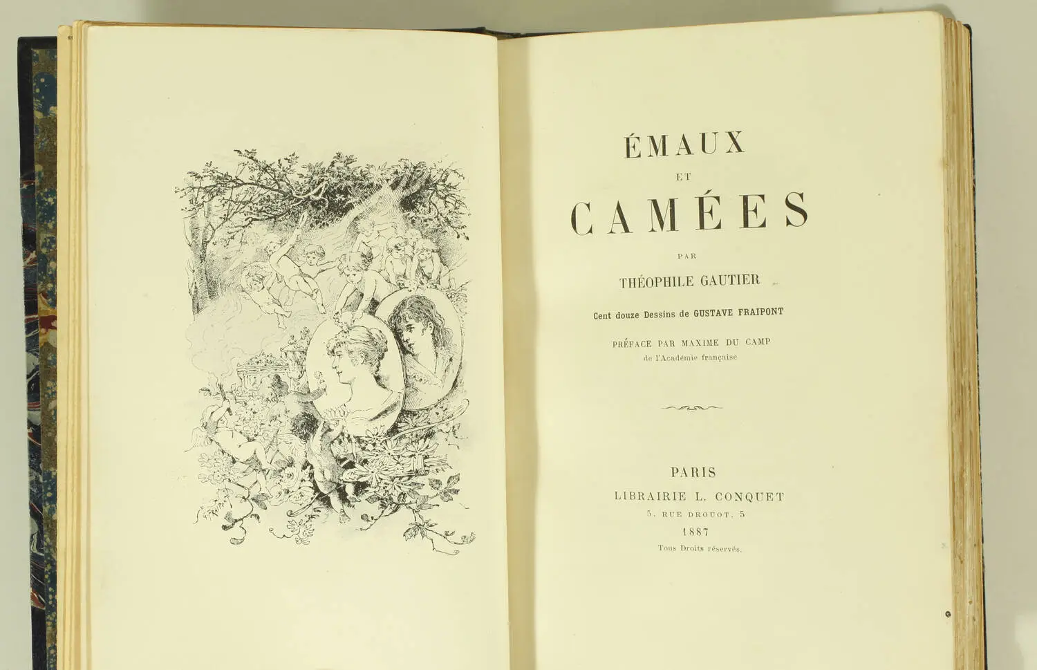 GAUTIER - Emaux et camées - Conquet, 1887 - Ill. Fraipont  - Reliure de Aussourd - Photo 2, livre rare du XIXe siècle