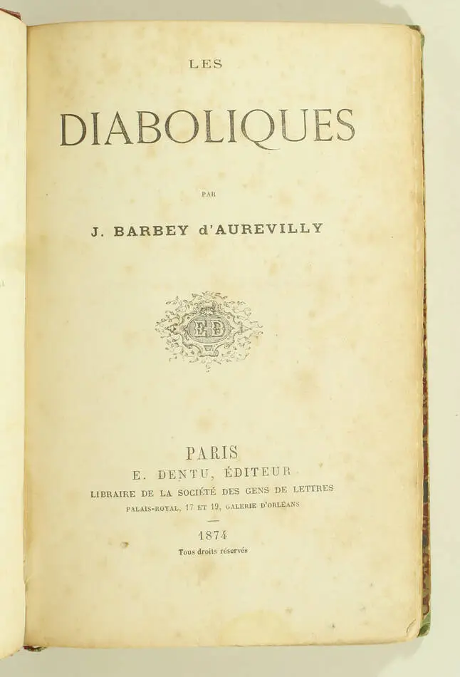 BARBEY d AUREVILLY - Les diaboliques  - 1874 - Edition originale - Photo 1, livre rare du XIXe siècle