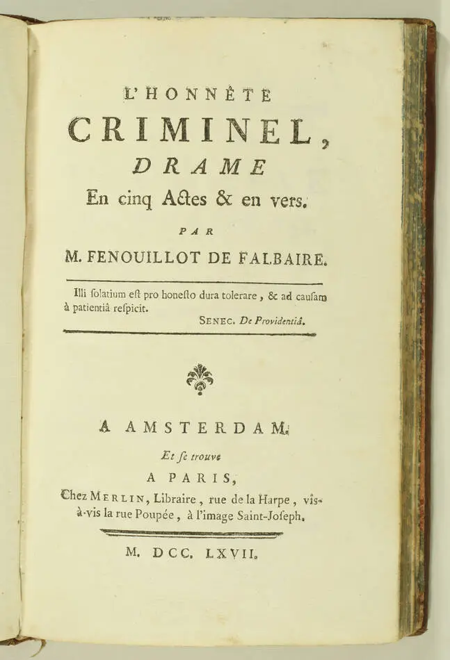 FENOUILLOT de FALBAIRE - L honnête criminel - 1767 - Gravures  - EO - Photo 2, livre ancien du XVIIIe siècle