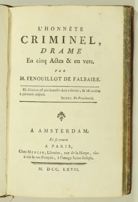 FENOUILLOT de FALBAIRE - L honnête criminel - 1767 - Gravures  - EO - Photo 2, livre ancien du XVIIIe siècle