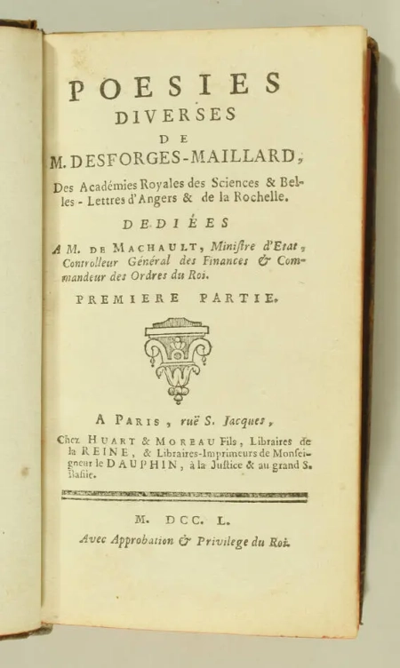 DESFORGES-MAILLARD - Poésies diverses - Paris, 1750 - Photo 1, livre ancien du XVIIIe siècle