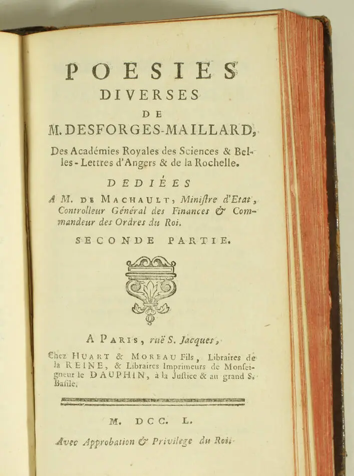 DESFORGES-MAILLARD - Poésies diverses - Paris, 1750 - Photo 2, livre ancien du XVIIIe siècle