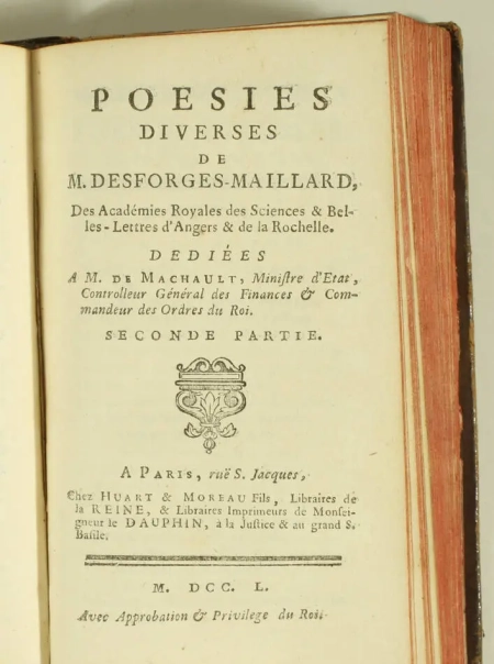 DESFORGES-MAILLARD - Poésies diverses - Paris, 1750 - Photo 2, livre ancien du XVIIIe siècle