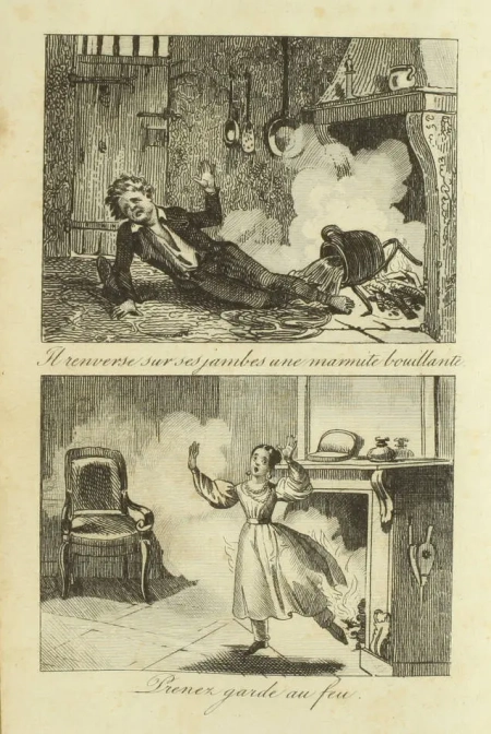 BLANCHARD. Les accidents de l'enfance, présentés dans de petites historiettes, propres à détourner les enfants des actions qui leur seraient nuisibles, livre rare du XIXe siècle