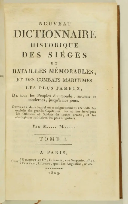 Dictionnaire des sièges et batailles - 1809 - 6 volumes - provenance d Harcourt - Photo 2, livre ancien du XIXe siècle