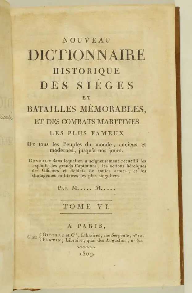 Dictionnaire des sièges et batailles - 1809 - 6 volumes - provenance d Harcourt - Photo 3, livre ancien du XIXe siècle