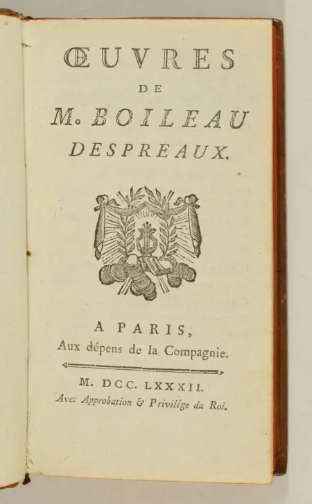 BOILEAU - Oeuvres de M. Boileau Despreaux - Paris, 1782 - Photo 1, livre ancien du XVIIIe siècle