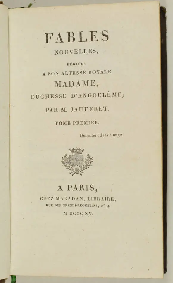 JAUFFRET - Fables nouvelles - 1815 - 2 volumes - figures - Photo 1, livre rare du XIXe siècle