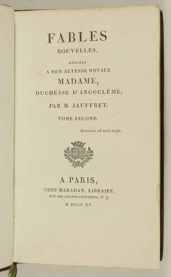 JAUFFRET - Fables nouvelles - 1815 - 2 volumes - figures - Photo 3, livre rare du XIXe siècle