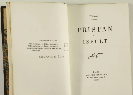 THOMAS - Tristan et Iseult - 1913 - demi maroquin - ex/Van Gelder - Photo 1, livre rare du XXe siècle