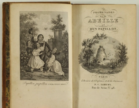 SANDHAM (Mlle). Promenades d'une abeille et d'un papillon, histoire morale et récréative, dans laquelle se trouvent esquissés des traits légers de caractère qui échappent aux yeux de l'observateur peu attentif, livre rare du XIXe siècle