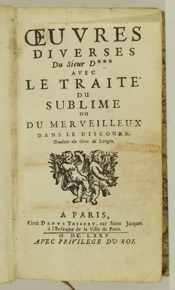 [BOILEAU] Oeuvres diverses du Sieur D*** avec Le Traité du Sublime - 1675 - Photo 2, livre ancien du XVIIe siècle