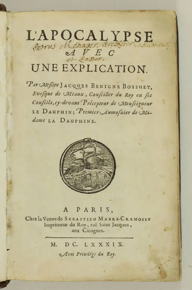 BOSSUET - ‎L apocalypse avec une explication - 1689 - EO - Photo 0, livre ancien du XVIIe siècle