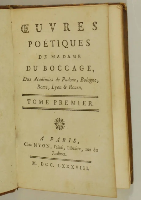 BOCCAGE - Oeuvres poétiques de madame du Boccage - 1788 - 2 vols - Photo 1, livre ancien du XVIIIe siècle