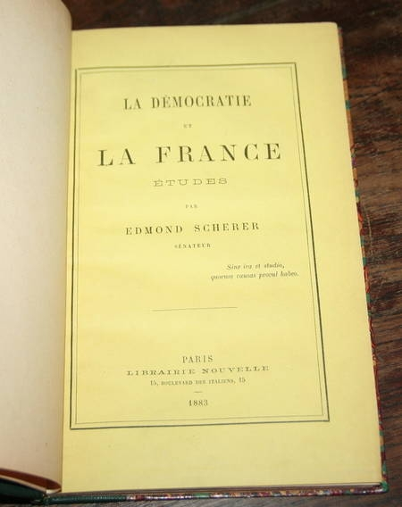 Scherer - De la démocratie en France. Etudes - 1883 - Relié - Photo 1, livre rare du XIXe siècle