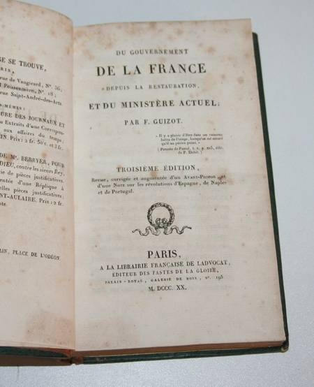 Guizot - Du gouvernement de la France - 1820 - Relié - Photo 1, livre rare du XIXe siècle