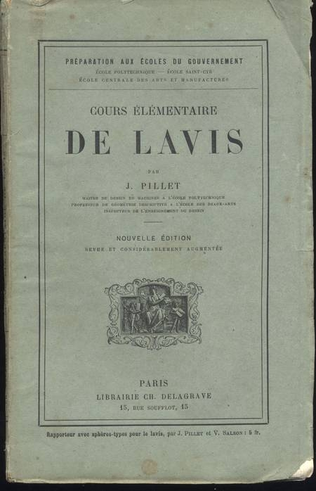 PILLET (J.). Cours élémentaire de lavis, livre rare du XIXe siècle