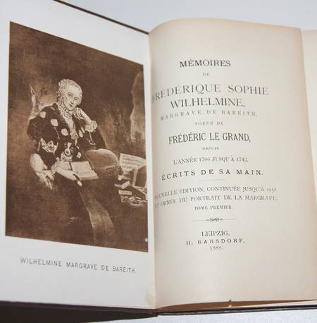 Mémoires de Frédérique Sophie Wilhelmine margrave de Bareit - 1888 - 2 vol rel. - Photo 2, livre rare du XIXe siècle