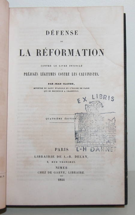 Défense de la réformation contre les préjugés contre les calvinistes - 1844 - Photo 1, livre rare du XIXe siècle