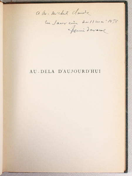 DAVOUST. Au-delà d'aujourd'hui. Poëme optimiste. Précédé d'une préface de M. Jean Racine de l'académie française, et d'un poëme, livre rare du XXe siècle