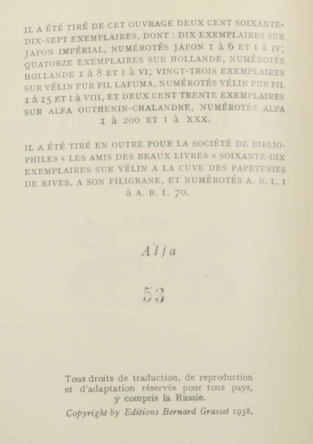 DEREME - Le poème des griffons - 1938 - 1/230 Alfa -EO - Photo 0, livre rare du XXe siècle