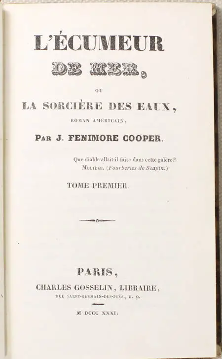 FENIMORE COOPER - L écumeur de mer, ou la sorcière des eaux - 1831 - 2 vol. - Photo 1, livre rare du XIXe siècle