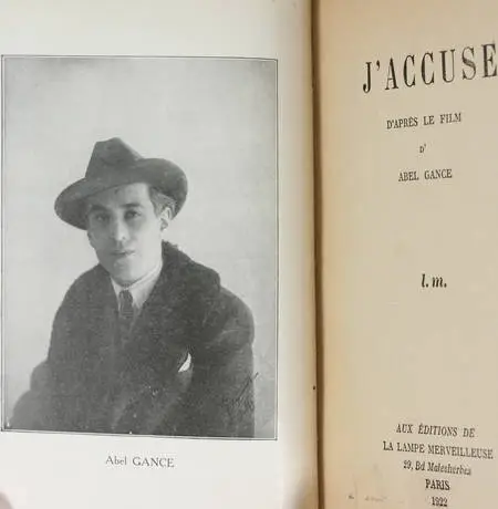 GANCE (Abel). J'accuse, d'après le film d'Abel Gance, livre rare du XXe siècle