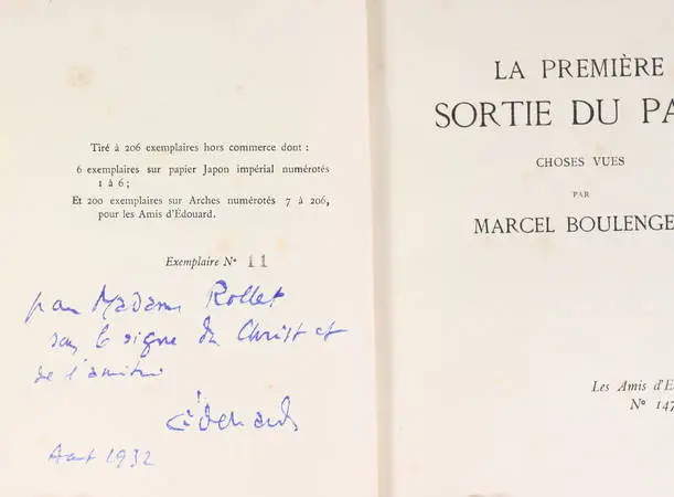 BOULENGER - La première sortie du pape. Choses vues - 1929 - Photo 1, livre rare du XXe siècle