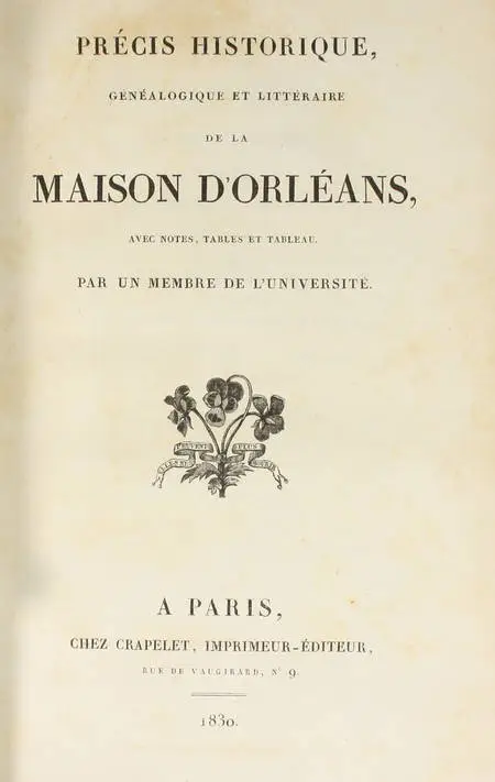 Recueil concernant la maison d Orléans - 1824-1830 - Précis généalogique, etc. - Photo 3, livre rare du XIXe siècle