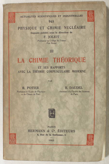 Potier Chimie Théorique Ses Rapports Avec 1943 - 