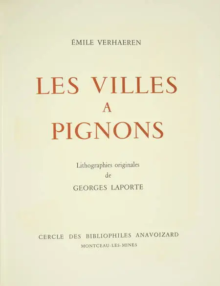 VERHAEREN Les villes à pignons 1971 - Georges Laporte - Dessin signé + Lithos - Photo 3, livre rare du XXe siècle