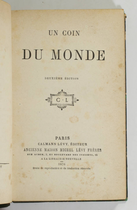 [PISCATORY (Mme)]. Un coin du monde, livre rare du XIXe siècle